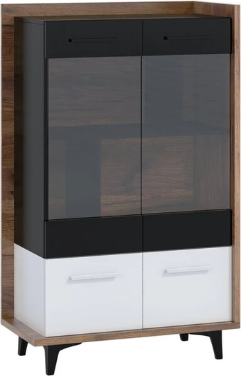 Vitrina Meblocross Box 12 2D, tamsiai ruda/balta