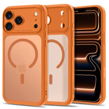 Matinis oranžinis dėklas Apple iPhone 17 Pro Max / 18 Pro Max telefonui "Tech-Protect MagPeak Magsafe CC"