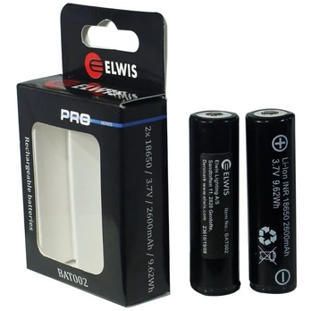 Akumuliatorius 18650 Elwis, 3.7V 2600mAh 9.62Wh Li-Ion, 2 vnt.