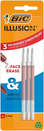 Bic Illusion Gel rašiklio papildymai, raudoni, 3 vnt.