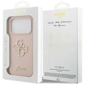 Dėklas Guess Silicone Big 4G Script do iPhone 17 Pro rožinė