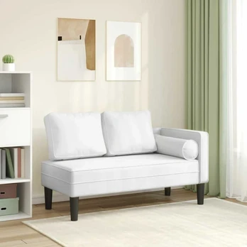 Poilsio sofa su pagalvėmis, balta, dirbtinė oda
