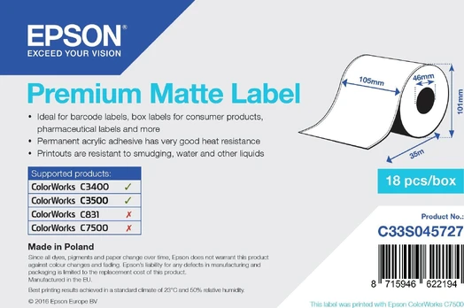 Epson Epson Premium Matte Label Cont.R, 105mm x 35m