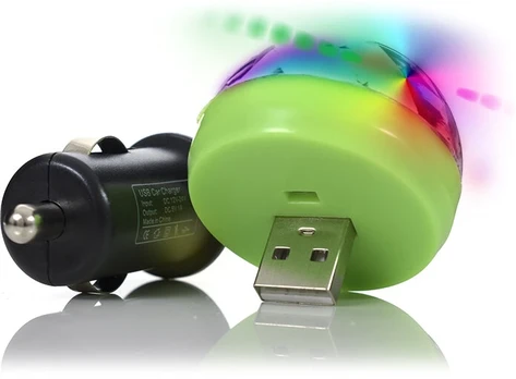 Diskotekos kamuolys Disco lemputė Usb automobiliui