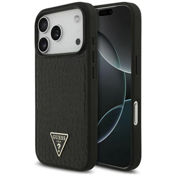 Case Guess Croco Triangle Logo MagSafe for iPhone 18 Pro Max / 17 Pro Max black