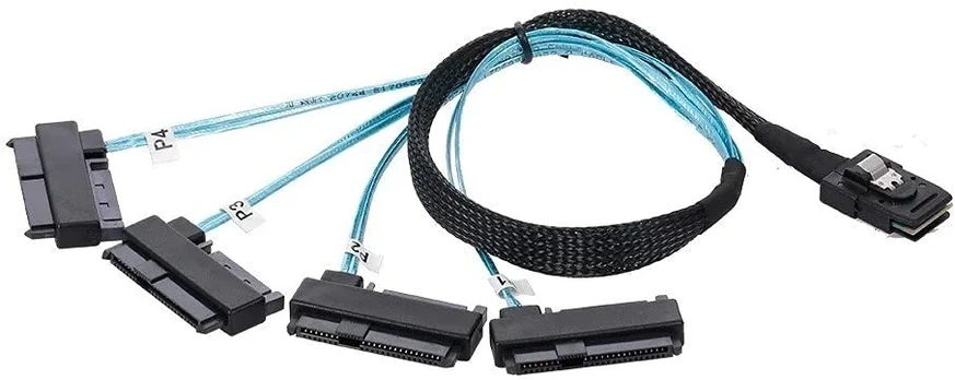 Mini Sas Sff-8087 į 4x Sff-8482 Sas/sata kabelis 100cm
