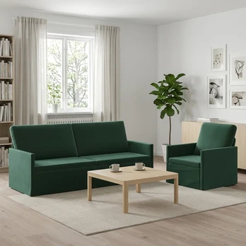 Sofa Sofos komplektas 2 vnt. Tamsiai žalia Aksomas