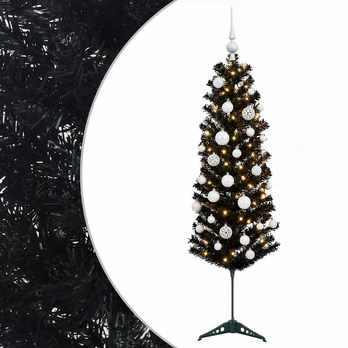 Dirbtinė siaura kalėdinė eglutė su žaisliuku 120 cm 150 LED