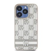 Dėklas DKNY PU Leather Checkered Pattern and Stripe Case for iPhone 15 Pro Max rusvai gelsvas kaina