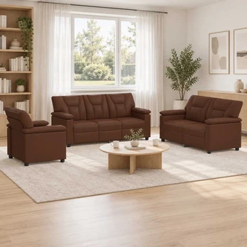 Sofa Sofos komplektas 3 vnt. Ruda Dirbtinė oda