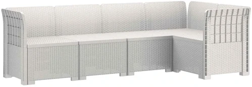 5-vietė sodo sofa Rataninio išvaizdos PP Balta