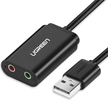 Išorinė USB garso plokštė UGREEN 15cm (juoda)