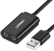 Išorinė USB garso plokštė UGREEN 15cm (juoda) kaina