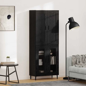 Aukštas spintelė 2 pcs Juodas ąžuolas