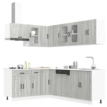 Virtuvinių spintelių komplektas, 11 dalių, Kalmar, pilka
