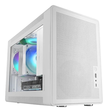 Mars Gaming MCXPSW mATX Ultra-Compact Gaming PC Case with MESH & Glass Panel