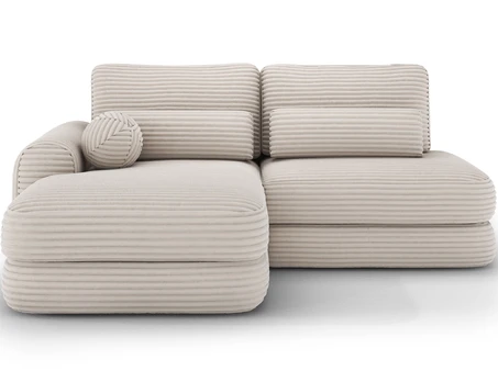 Ripeli Corner Sofa Bed with Storage, White Velvet, Left-Hand Facing, Modern, White