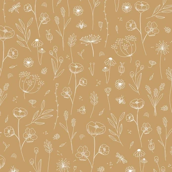 Little Dutch Fleece Wallpaper ´Wild Flowers Ochre´