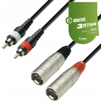 Adam Hall K3tmc 3m kabelis: 2x Xlr - 2x Rca stereo