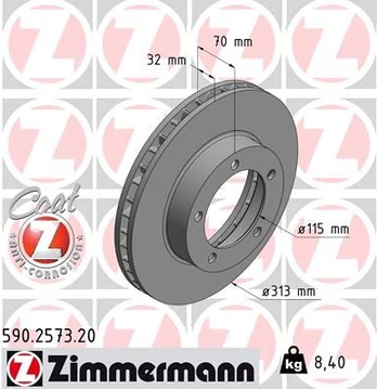 Stabdžių diskas ZIMMERMANN 590.2573.20