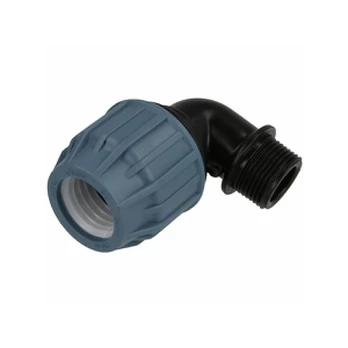 Plastikinė jungtis-alkūnė PE vamzdžiui 32mmx3/4"M