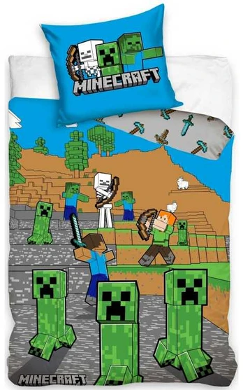 MCU Minecraft Creeper Enderman Gamer Sengetøj - 100 procent bomuld