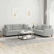 Sofa Sofos komplektas su pagalvėmis, 2 dalių, pilkas, audinys kaina