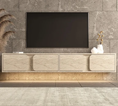 TV staliukas, „Hanah Home“, travertinas, 180 x 30 x 30