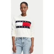 Tommy Jeans Megztinis Flag DW0DW22930 Balta Regular Fit