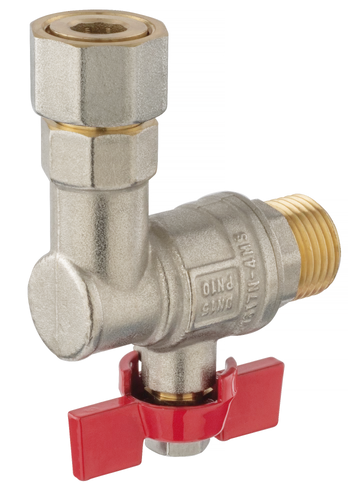 Kampinis ventilis Ferro KFM1SGPK, rutulinis, vandens sąnaudų reguliavimui, 1/2"