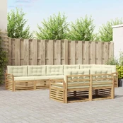 Lauko sofos komplektas 8 pcs Balta ir kreminė kaina