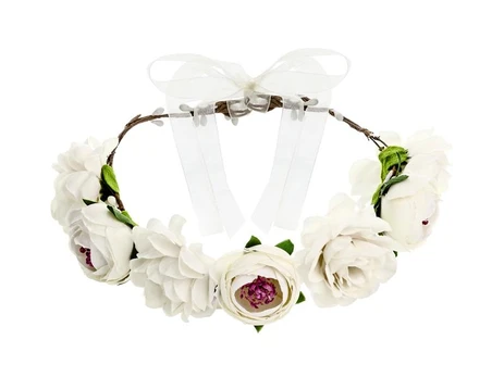 Flower crown, baltas, 17cm