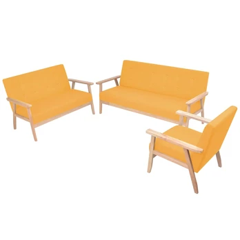 Dvivietė sofa, geltonos spalvos, audinys
