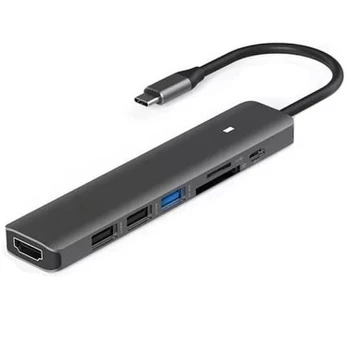Extra Digital Adapteris USB Type-C - HDMI, 3x USB Type-A, SD, TF, USB Type-C PD100W