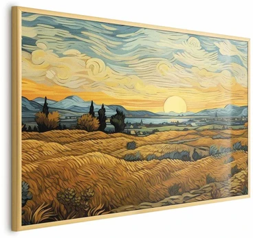 Artgeist Plakatas - Impressionistic fields - painted golden landscape with fields of grain