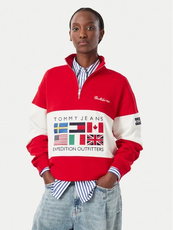 Tommy Jeans Džemperis DW0DW23806 Raudona Relaxed Fit