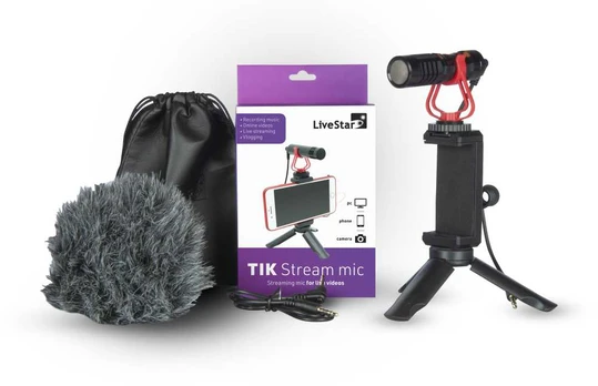 LiveStar TIK Stream mikrofonas su stoveliu