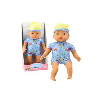 Lean Toys Baby Doll Mėlyna Clothes with Patterns Hat with Ears 31cm