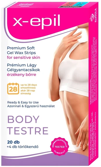 X-Epil, Premium Soft, Silky Finish, Hair Removal Wax Strips, 20 pcs