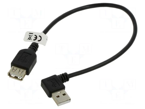 Cable | USB 2.0 | USB A socket,USB A angled plug | 300mm | black