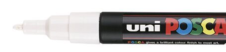 Žymeklis UNI Posca PC-3M, apvalus, 0.9 - 1.3 mm, baltas