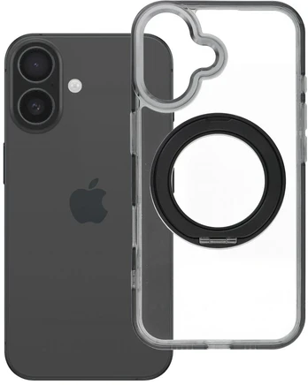 Dėklas Oem Case for iPhone 16 Frame Circle Stand compatible with MagSafe juodas