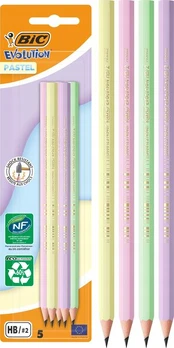 Bic Evolution Hb pieštukai, 5 vnt., pastelinių spalvų