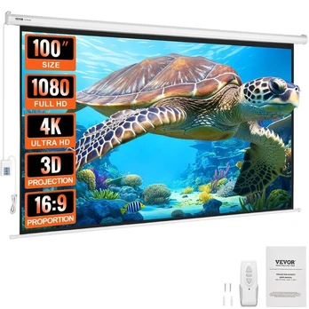 Elektrinis projektoriaus ekranas 100 colių UHD
