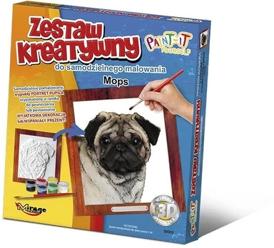 3d reljefinis piešinys - Mopsas