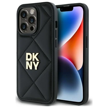 DKNY Quilted Stack Logo iPhone 14 Pro dėklas – juodas