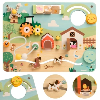 CLASSIC WORLD Wooden Manipulative Activity Board Farm