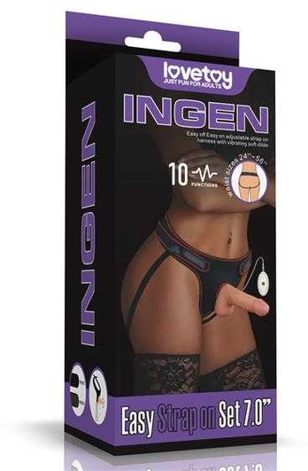 Lovetoy Vibruojantis „Easy Strapon“ rinkinys 7.0''