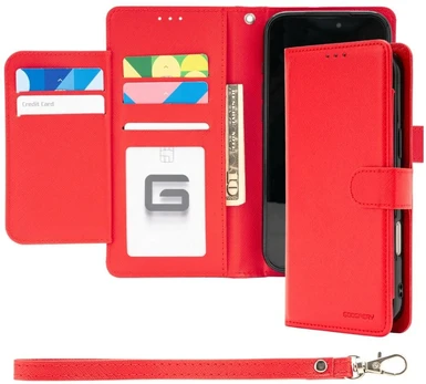 Dėklas Mercury Essential Diary do iPhone 17 Pro Max / 18 Pro Max raudona