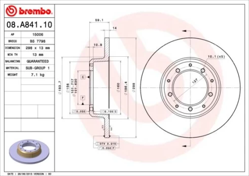 Stabdžių diskas BREMBO 08.A841.10